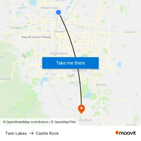 Twin Lakes to Castle Rock map