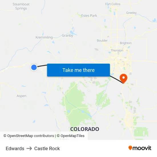 Edwards to Castle Rock map