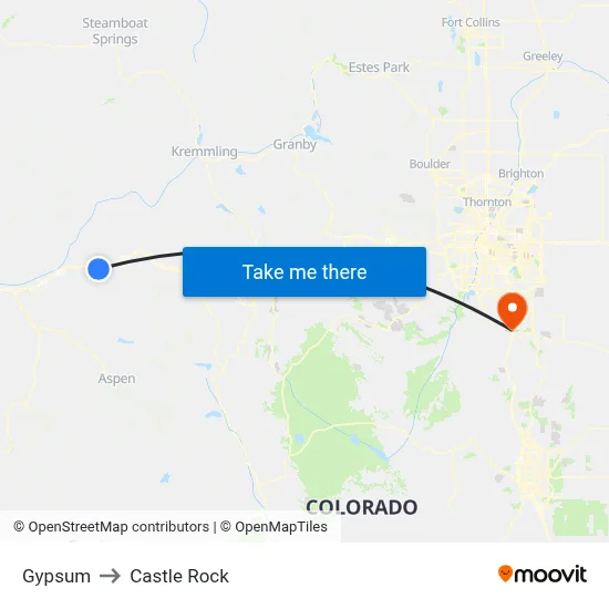 Gypsum to Castle Rock map