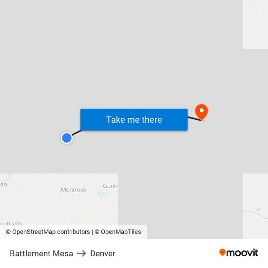 Battlement Mesa to Denver map