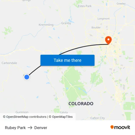 Rubey Park to Denver map