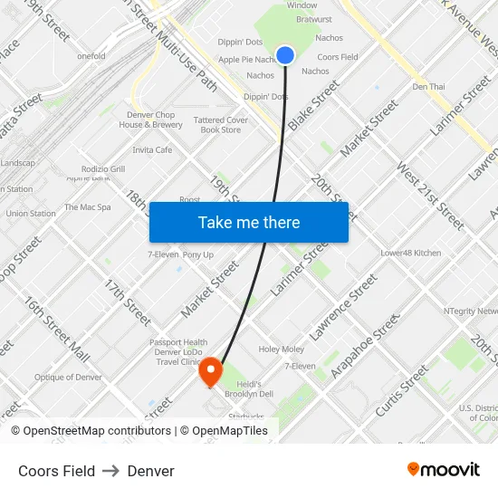 Coors Field to Denver map