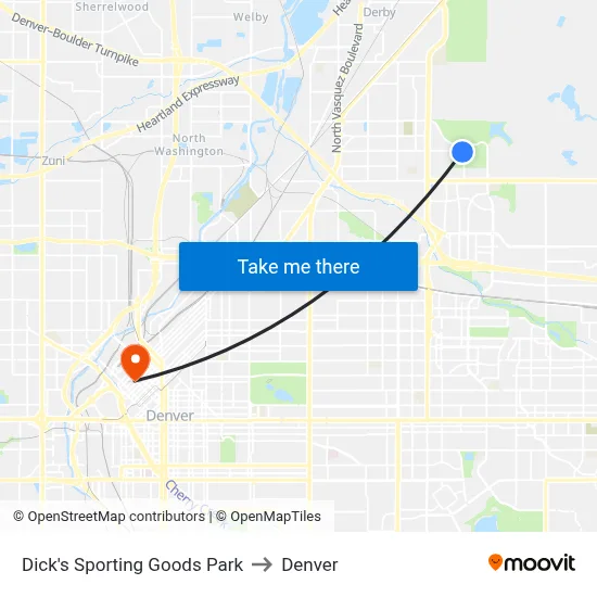 Dick's Sporting Goods Park to Denver map