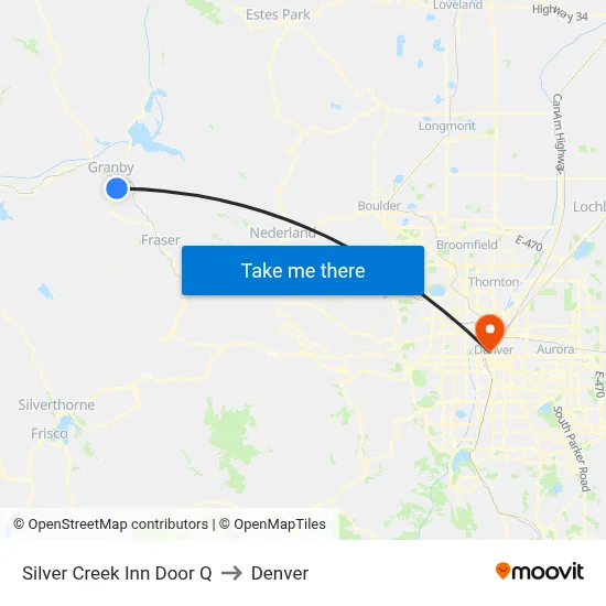 Silver Creek Inn Door Q to Denver map