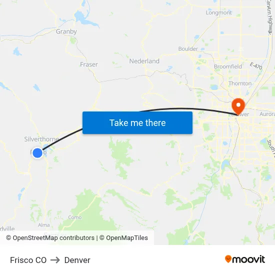 Frisco CO to Denver map