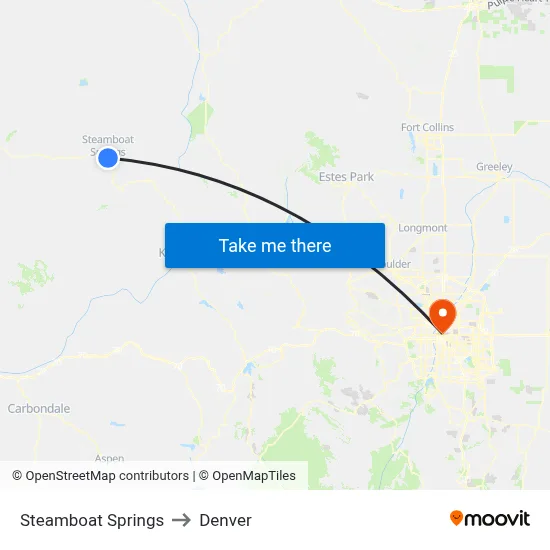 Steamboat Springs to Denver map