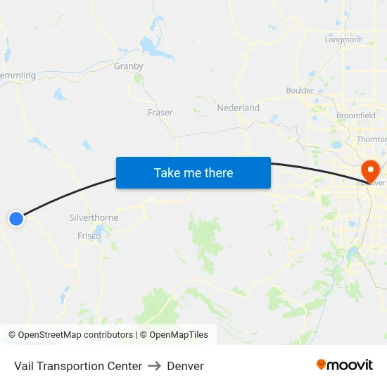 Vail Transportion Center to Denver map