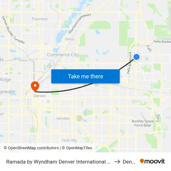 Ramada by Wyndham Denver International Airport to Denver map