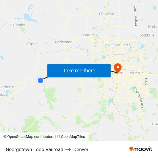 Georgetown Loop Railroad to Denver map
