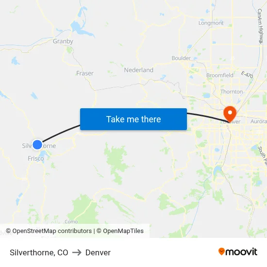 Silverthorne, CO to Denver map
