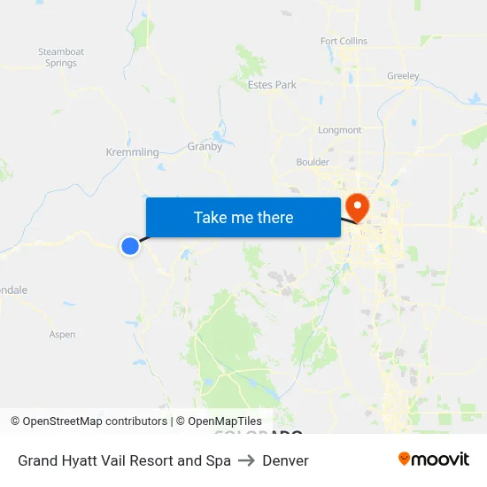 Grand Hyatt Vail Resort and Spa to Denver map
