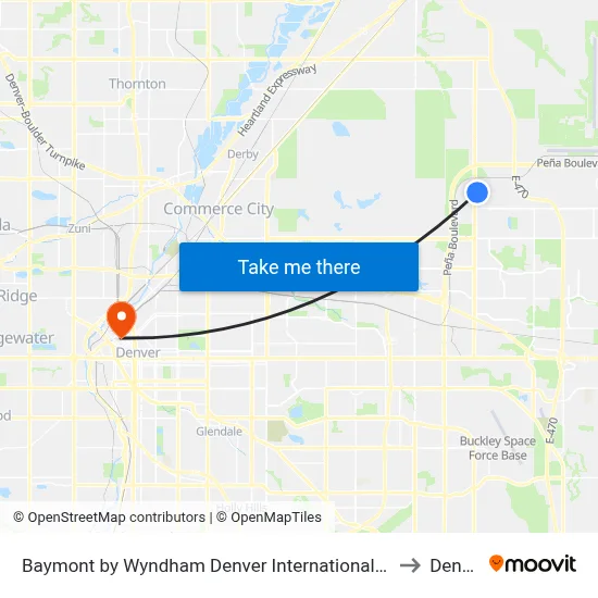 Baymont by Wyndham Denver International Airport to Denver map