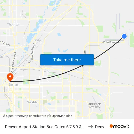 Denver Airport Station Bus Gates 6,7,8,9 & 10 to Denver map