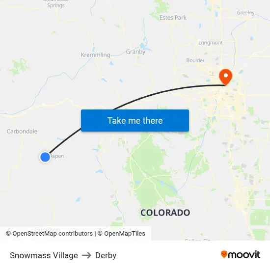 Snowmass Village to Derby map