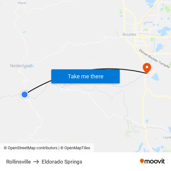 Rollinsville to Eldorado Springs map