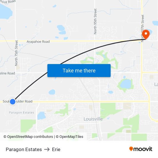 Paragon Estates to Erie map