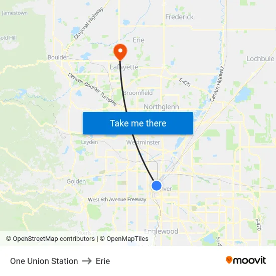 One Union Station to Erie map