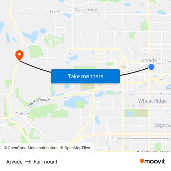 Arvada to Fairmount map