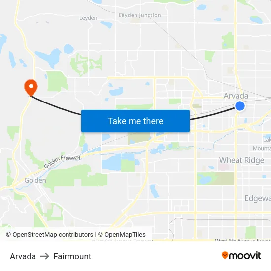 Arvada to Fairmount map