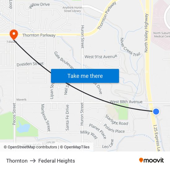 Thornton to Federal Heights map