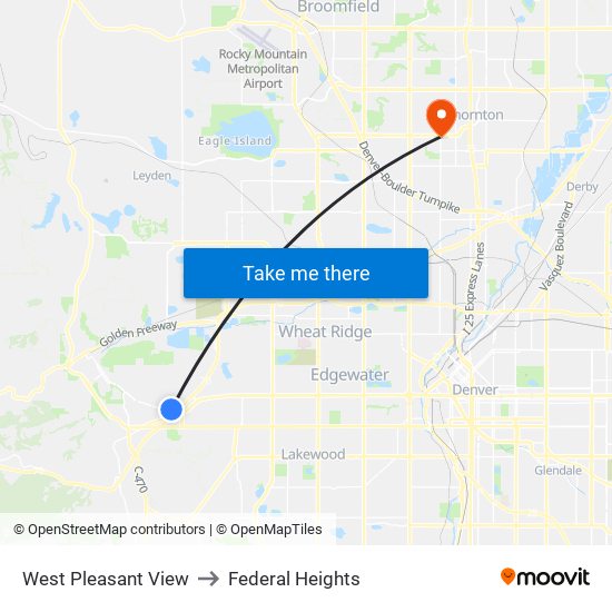 West Pleasant View to Federal Heights map