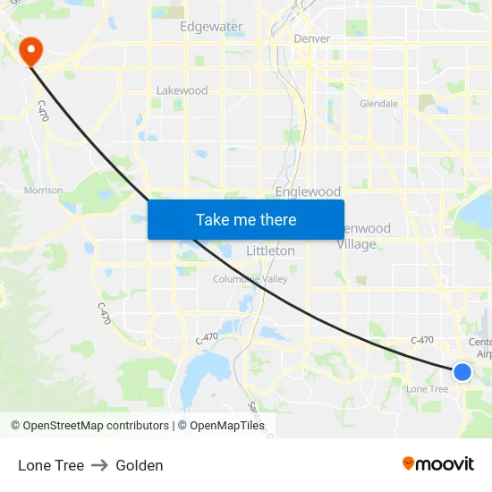 Lone Tree to Golden map