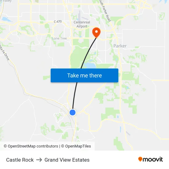 Castle Rock to Grand View Estates map