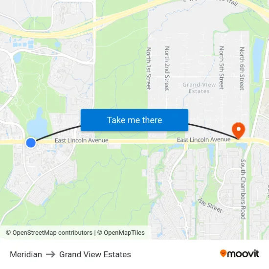 Meridian to Grand View Estates map