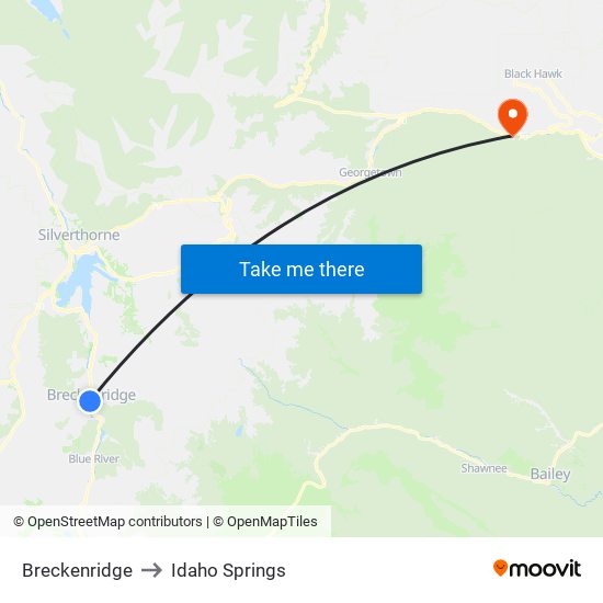 Breckenridge to Idaho Springs map