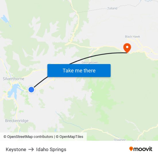 Keystone to Idaho Springs map