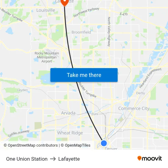 One Union Station to Lafayette map