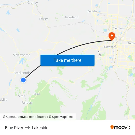 Blue River to Lakeside map