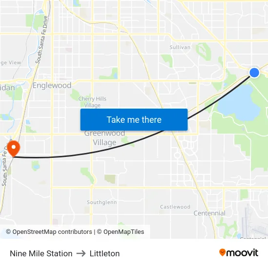 Nine Mile Station to Littleton map