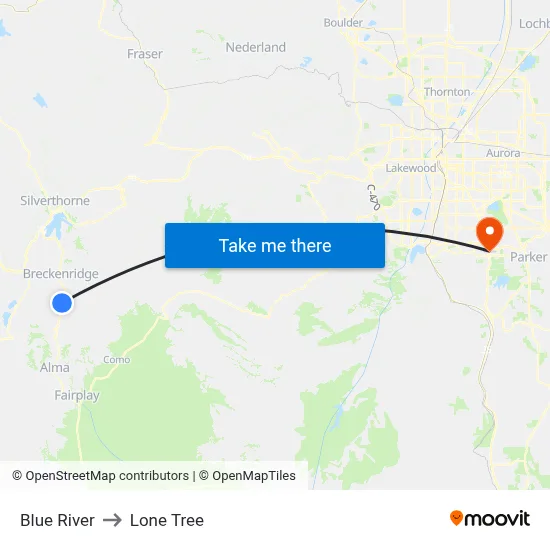 Blue River to Lone Tree map