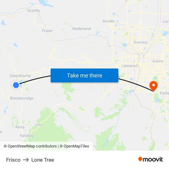 Frisco to Lone Tree map