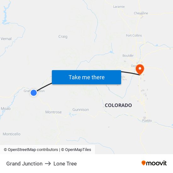 Grand Junction to Lone Tree map