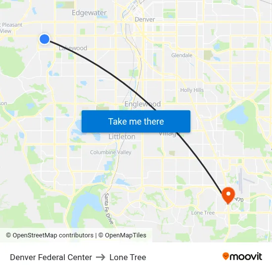 Denver Federal Center to Lone Tree map