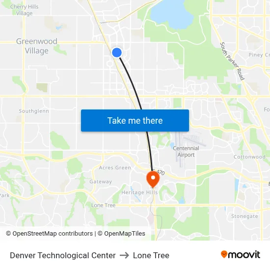 Denver Technological Center to Lone Tree map