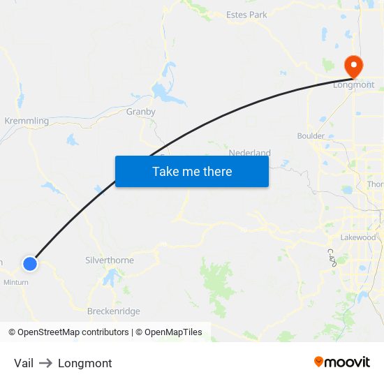 Vail to Longmont map