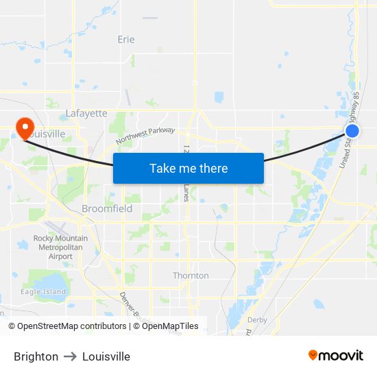 Brighton to Louisville map