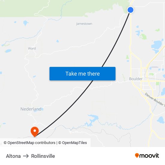 Altona to Rollinsville map