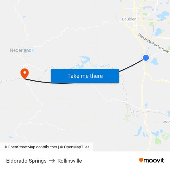 Eldorado Springs to Rollinsville map