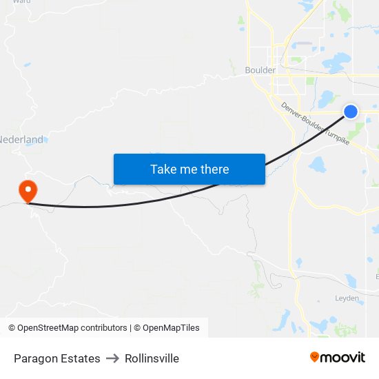 Paragon Estates to Rollinsville map