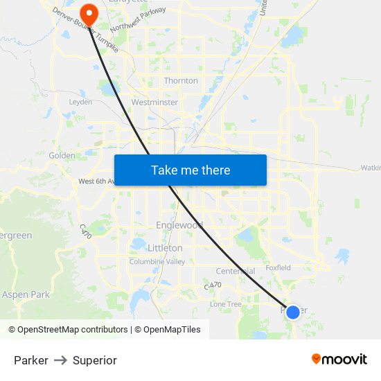 Parker to Superior map