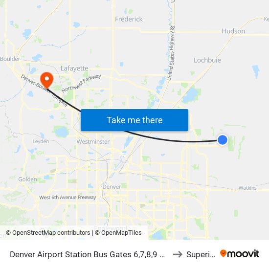 Denver Airport Station Bus Gates 6,7,8,9 & 10 to Superior map