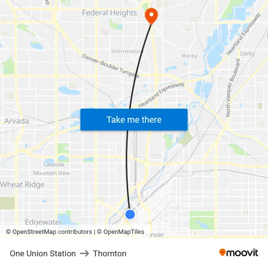One Union Station to Thornton map