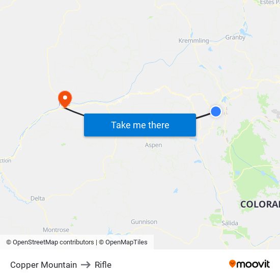 Copper Mountain to Rifle map