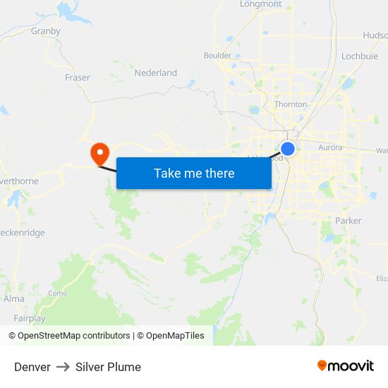 Denver to Silver Plume map