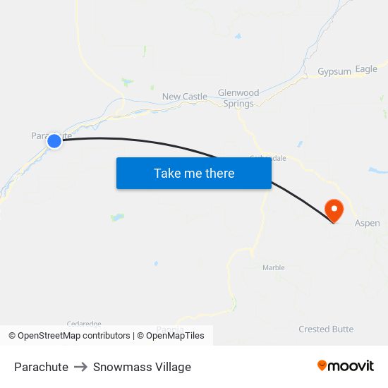 Parachute to Snowmass Village map