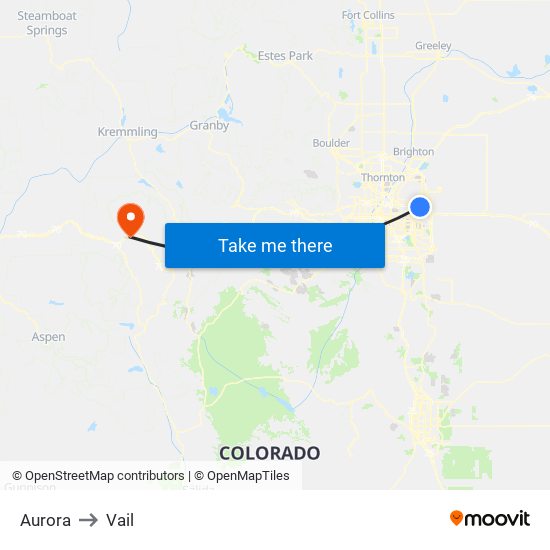 Aurora to Vail map